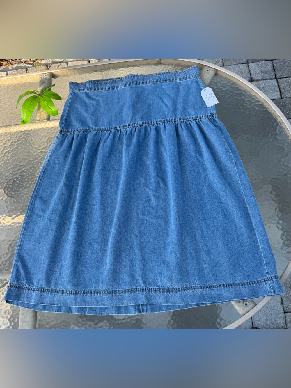 💙Drop Waist Denim Drapey Midi Skirt Size 20 NWT Time & Tru